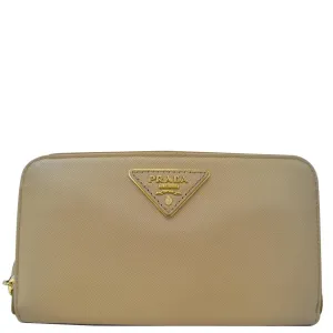 Prada Saffiano Zip-Around Beige Ladies Wallet - Sale