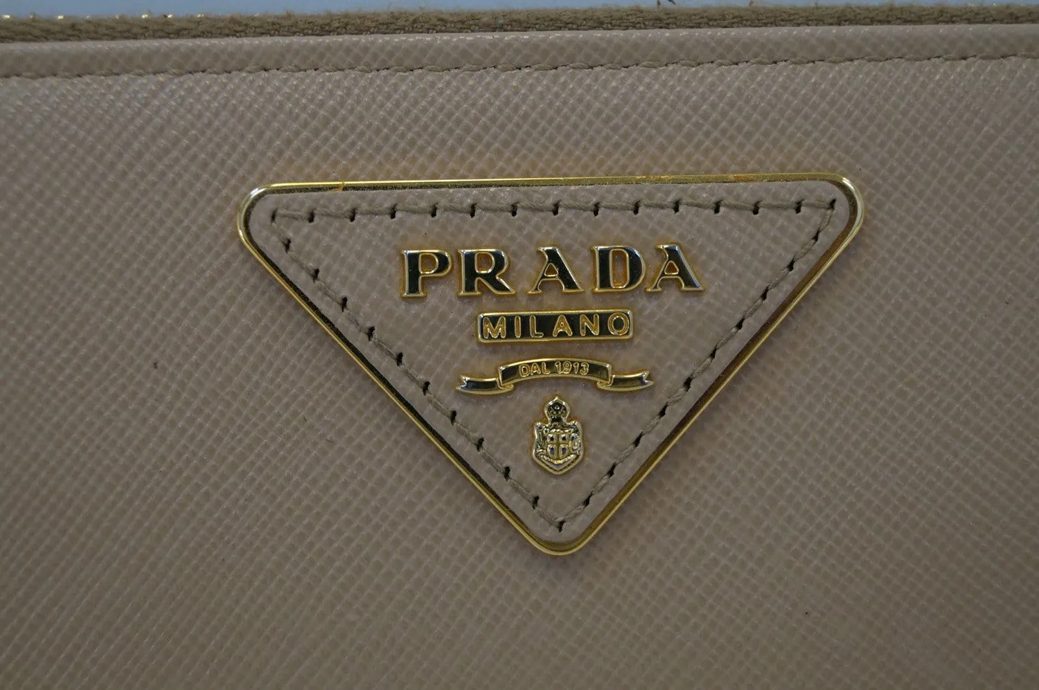Prada Saffiano Zip-Around Beige Ladies Wallet - Sale