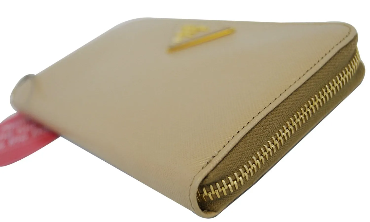 Prada Saffiano Zip-Around Beige Ladies Wallet - Sale