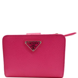 PRADA Small Saffiano Leather Zip Around Wallet Pink