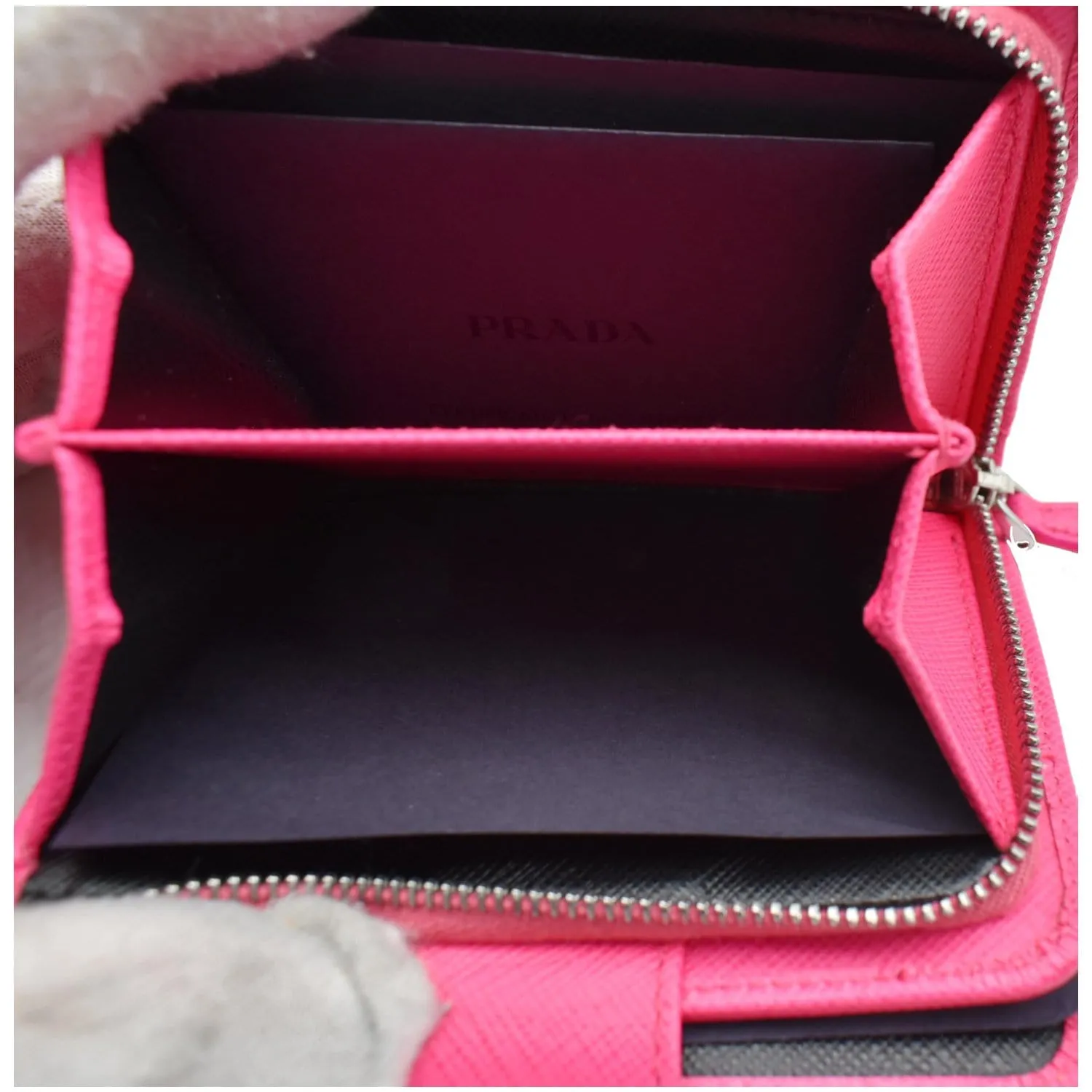 PRADA Small Saffiano Leather Zip Around Wallet Pink