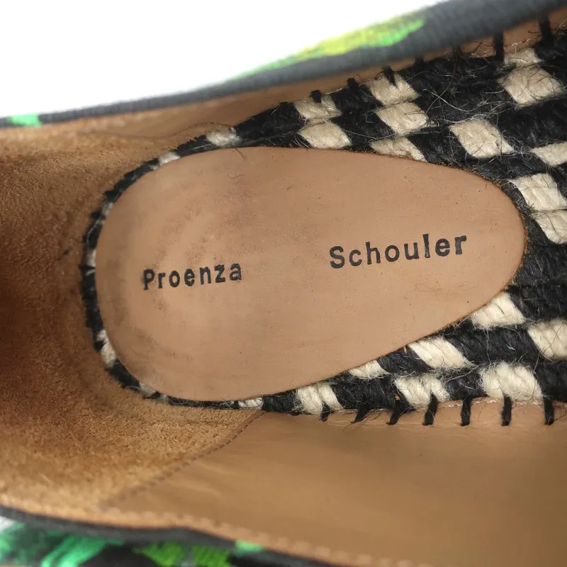 Proenza Schouler Espadrilles Black Floral Print Canvas Size 6 Slip-On Flats