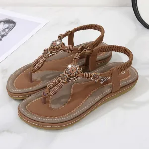 PU Leather Toe Post Flats Sandals