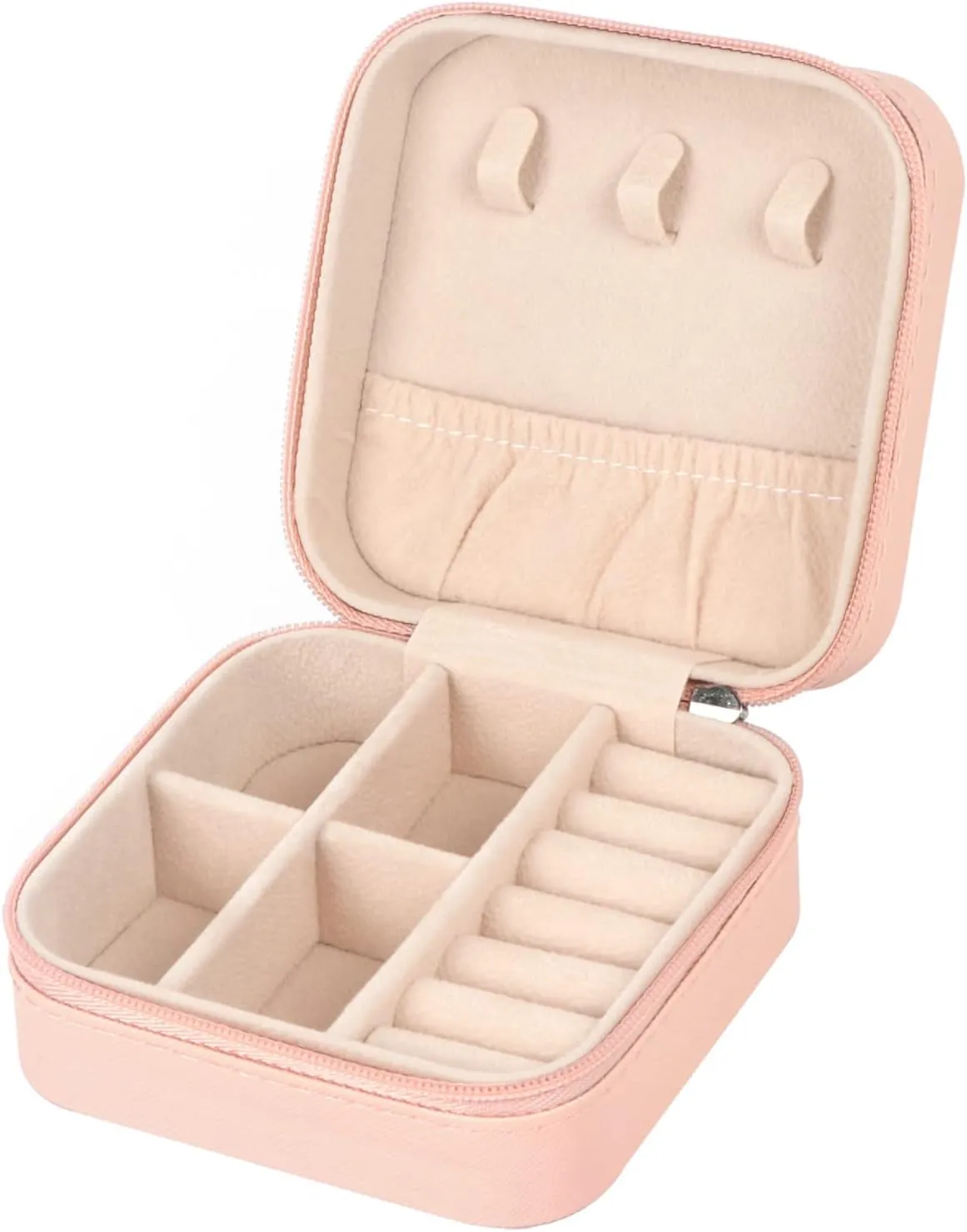 PU Leather Travel Jewelry Organizer, Portable Mini Jewelry Case, Pink