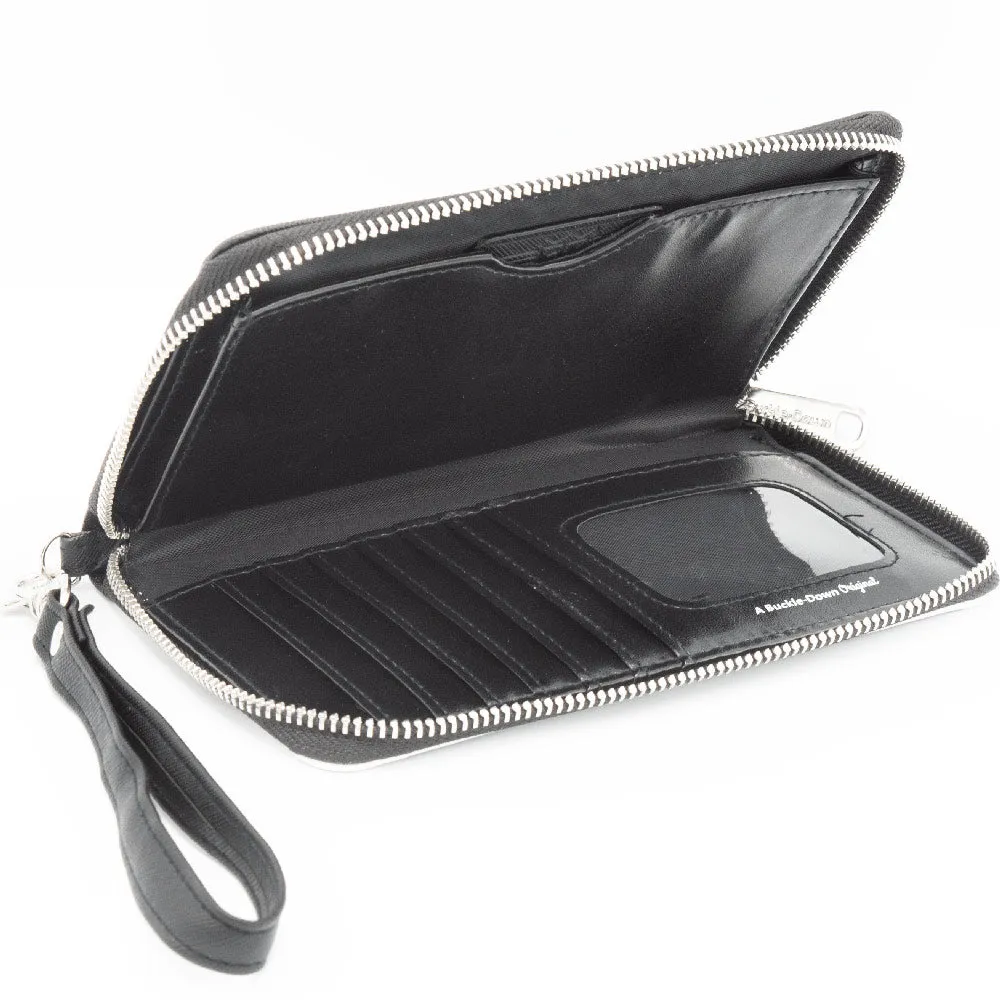 PU Zip Around Wallet Rectangle - Bandana/Skulls Black/White