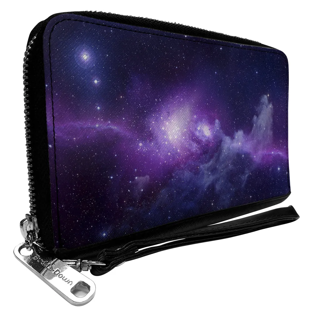 PU Zip Around Wallet Rectangle - Galaxy Purple/Pinks
