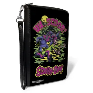 PU Zip Around Wallet Rectangle - Scooby-Doo Monsters Chasing Shaggy UH SCOOB! Pose Black/Multi Color