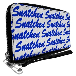 PU Zip Around Wallet Rectangle - SNATCHED Script White/Blue