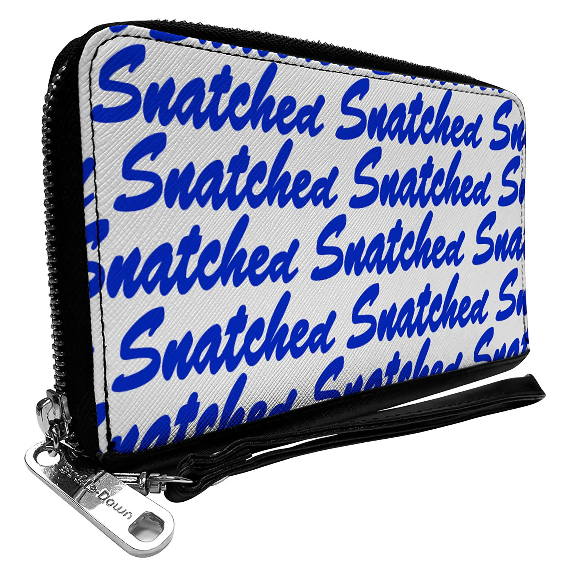 PU Zip Around Wallet Rectangle - SNATCHED Script White/Blue