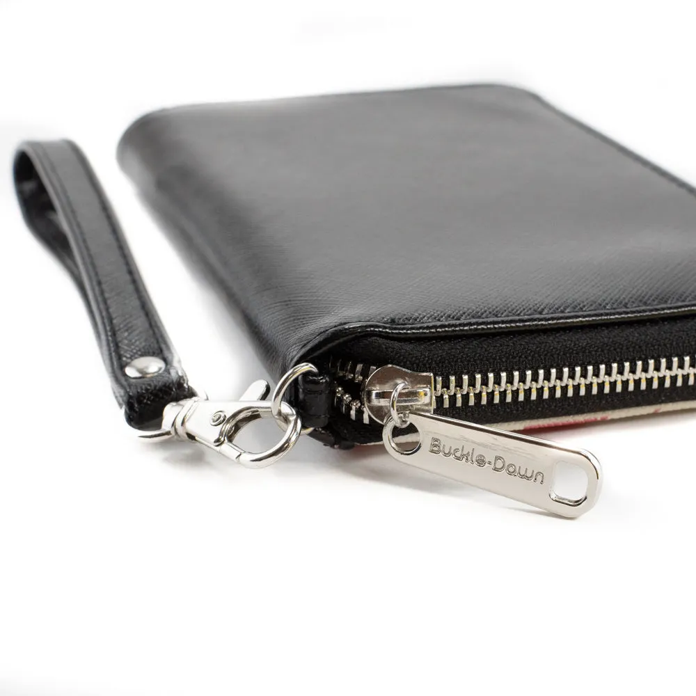 PU Zip Around Wallet Rectangle - YAHWEH Text Red White