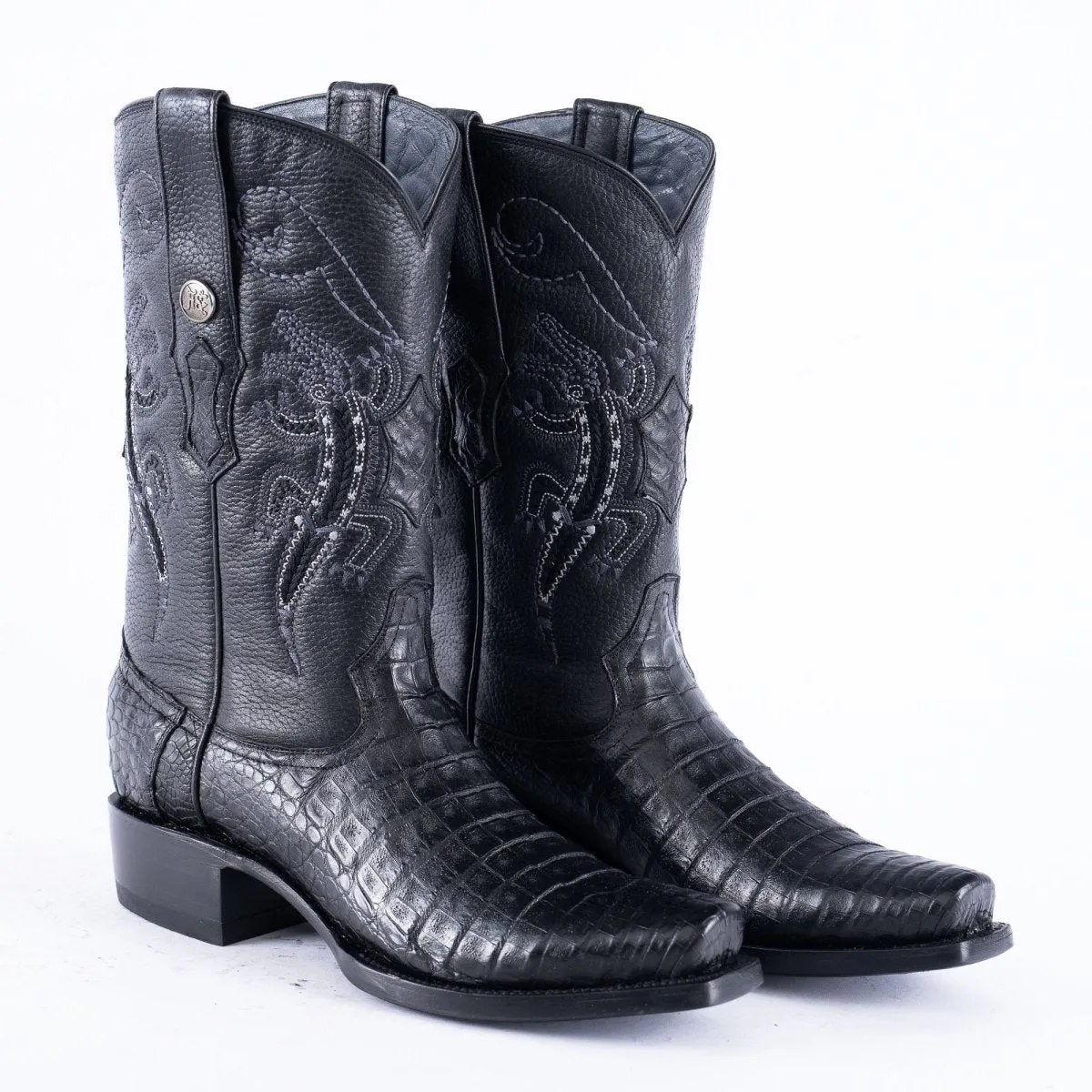 RANCHO SEMENTAL EXOTIC LEATHER Caiman Belly Black Cowboy Boots