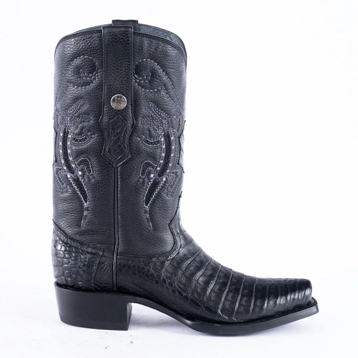 RANCHO SEMENTAL EXOTIC LEATHER Caiman Belly Black Cowboy Boots