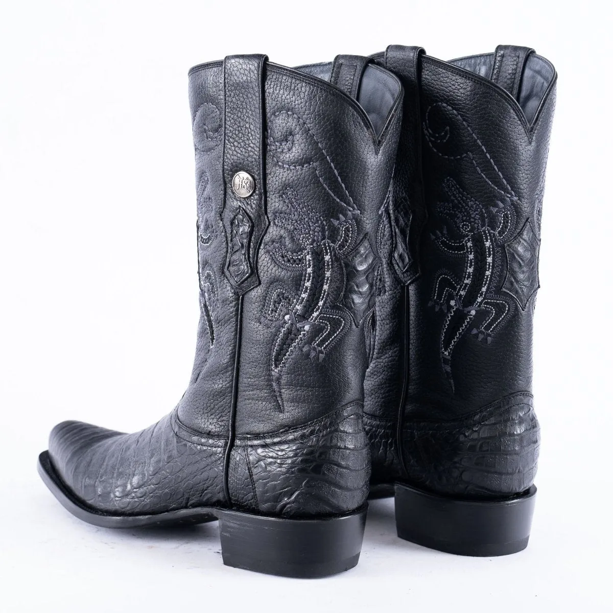 RANCHO SEMENTAL EXOTIC LEATHER Caiman Belly Black Cowboy Boots