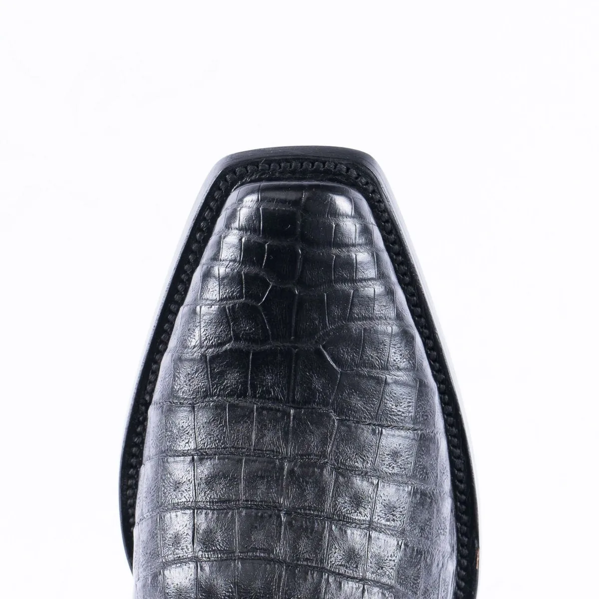 RANCHO SEMENTAL EXOTIC LEATHER Caiman Belly Black Cowboy Boots