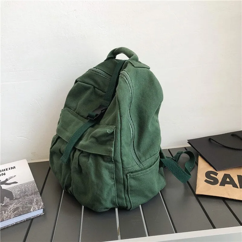 Realaiot Girl Women Backpack School Bag Women's Backpack Student Fashion Canvas Teenager  Backpack Teenage Bagpack Teen Rucksack