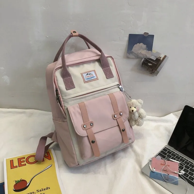 Realaiot Japan Korea Backpack Women Large Capacity School Backpack Tote Rucksack for Girls Fashion Patchwork Panelled Laptop Travel Bags
