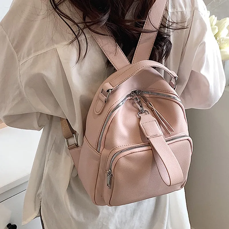 Realaiot Women Designer Soft Leather Backpacks Sac A Dos Casual Luxury Fashion High Quality Backpack for Teenage Girls Mochila Rucksack
