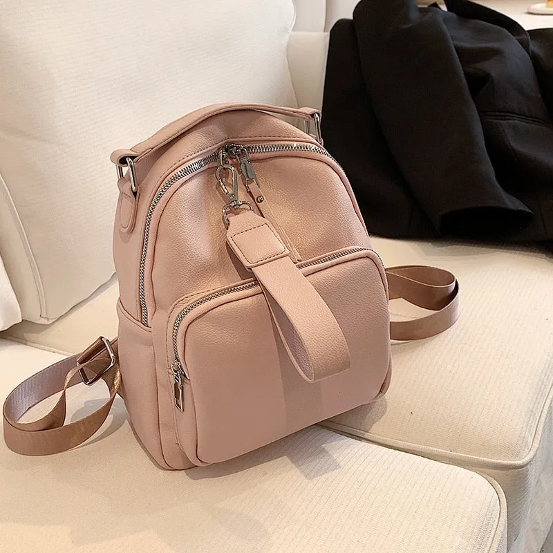 Realaiot Women Designer Soft Leather Backpacks Sac A Dos Casual Luxury Fashion High Quality Backpack for Teenage Girls Mochila Rucksack