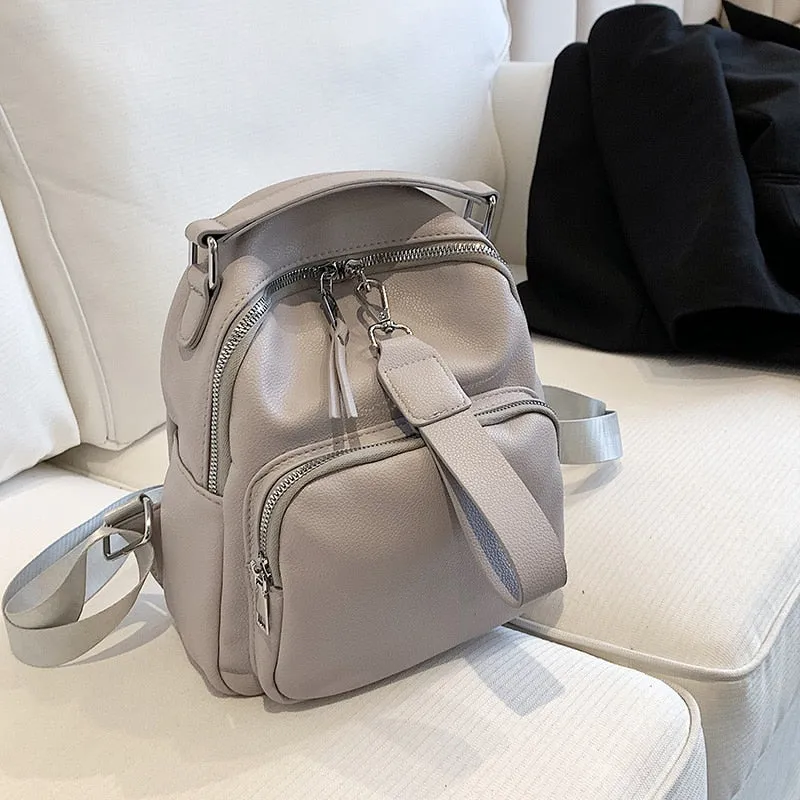 Realaiot Women Designer Soft Leather Backpacks Sac A Dos Casual Luxury Fashion High Quality Backpack for Teenage Girls Mochila Rucksack