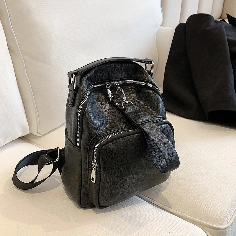 Realaiot Women Designer Soft Leather Backpacks Sac A Dos Casual Luxury Fashion High Quality Backpack for Teenage Girls Mochila Rucksack