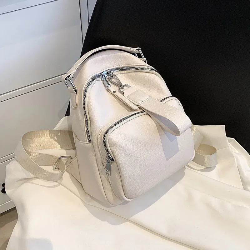 Realaiot Women Designer Soft Leather Backpacks Sac A Dos Casual Luxury Fashion High Quality Backpack for Teenage Girls Mochila Rucksack