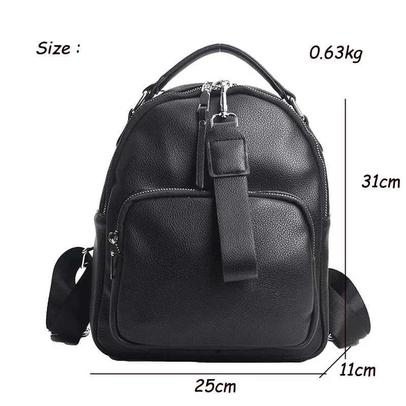 Realaiot Women Designer Soft Leather Backpacks Sac A Dos Casual Luxury Fashion High Quality Backpack for Teenage Girls Mochila Rucksack