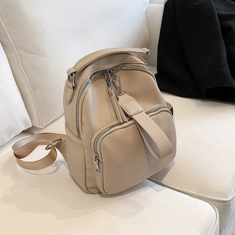 Realaiot Women Designer Soft Leather Backpacks Sac A Dos Casual Luxury Fashion High Quality Backpack for Teenage Girls Mochila Rucksack