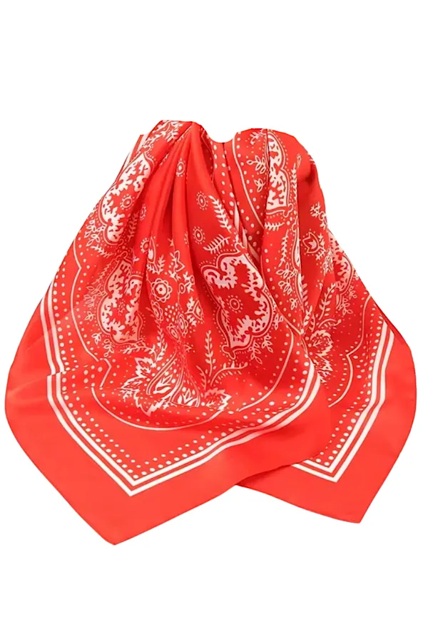 Red Satin Bandana Scarf