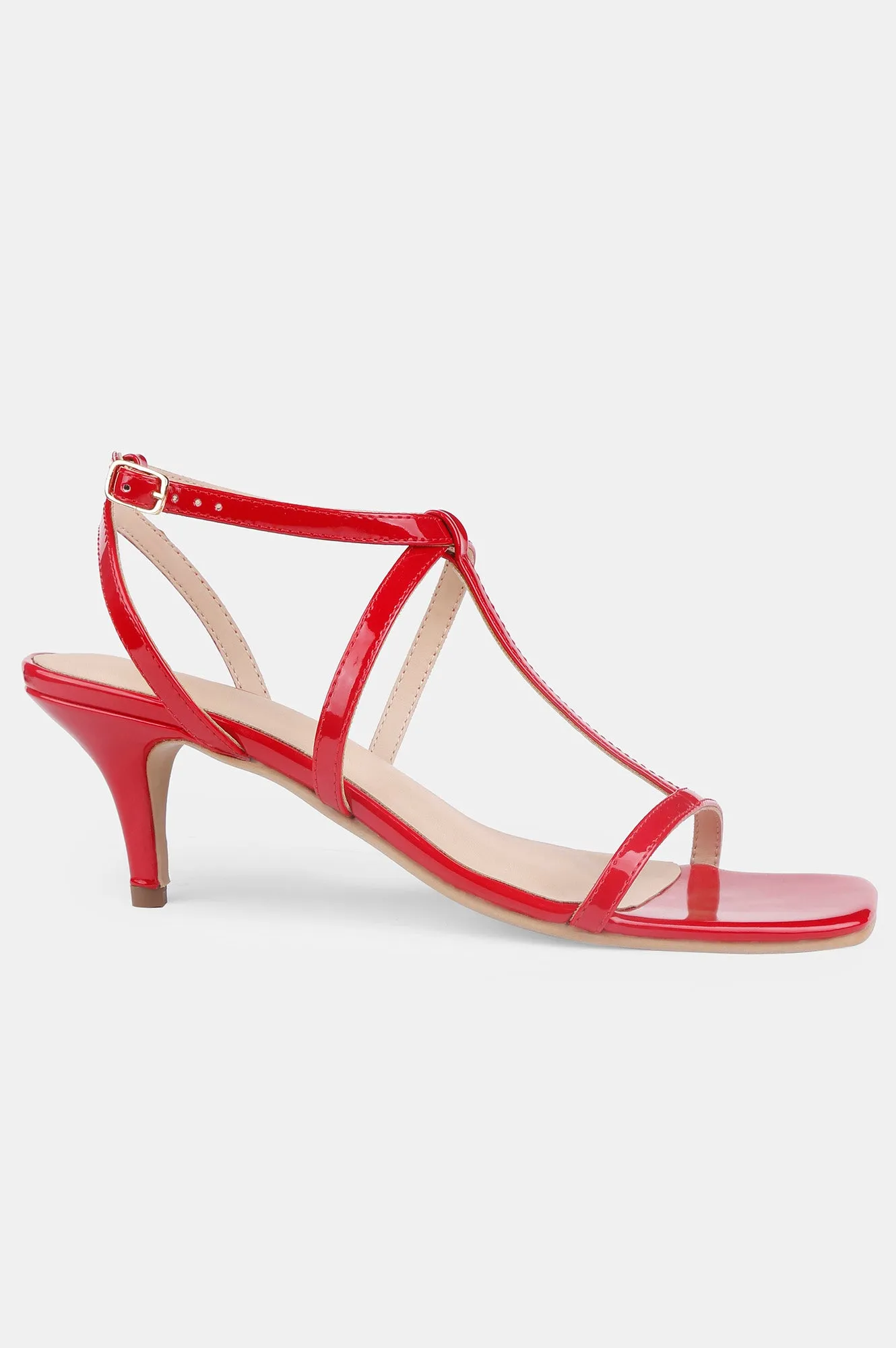 Red Square Toe Solid Stiletto - Zfranny