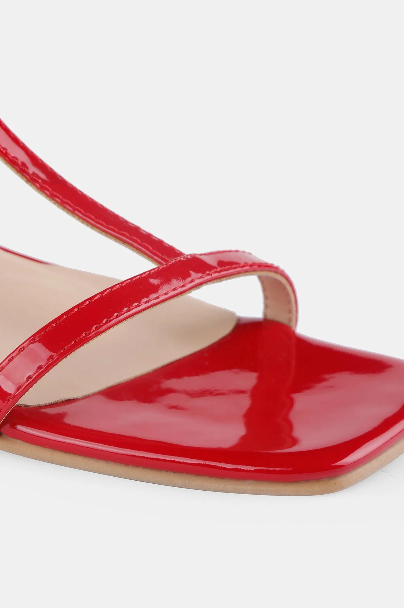 Red Square Toe Solid Stiletto - Zfranny