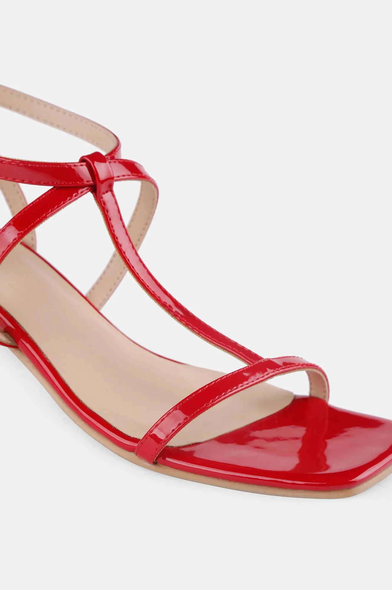 Red Square Toe Solid Stiletto - Zfranny
