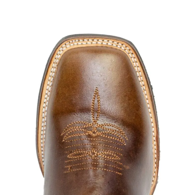 REPARO TX Men's Pull Up Brown Western Boots Whit Brown Top Rubber Sole