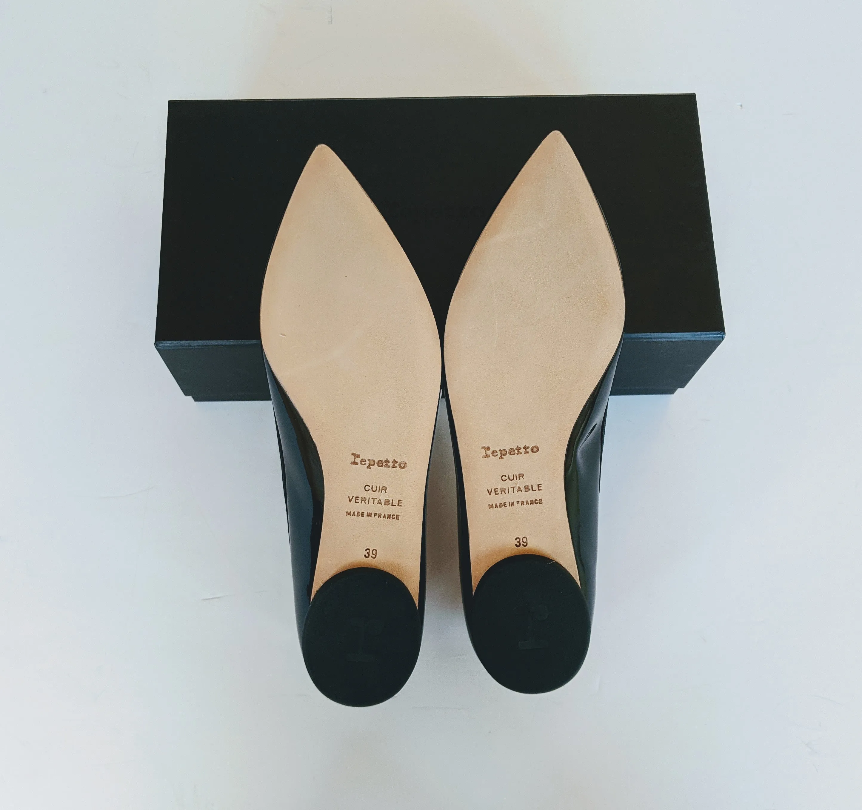 Repetto Brigitte Black Patent Pointy Toe Ballerina Flats