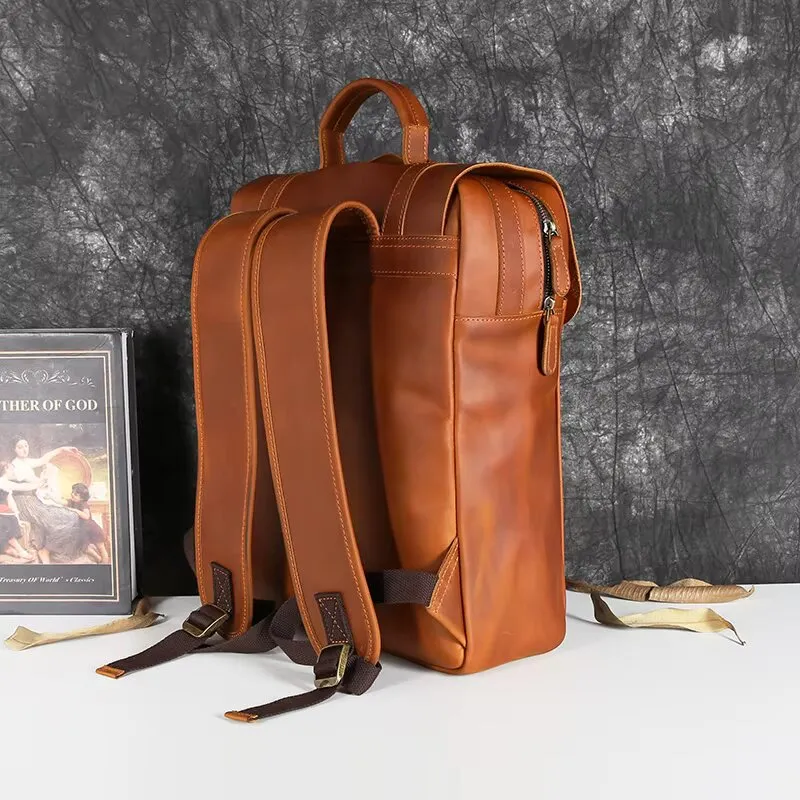 Retro Crazy Horse Leather Backpack