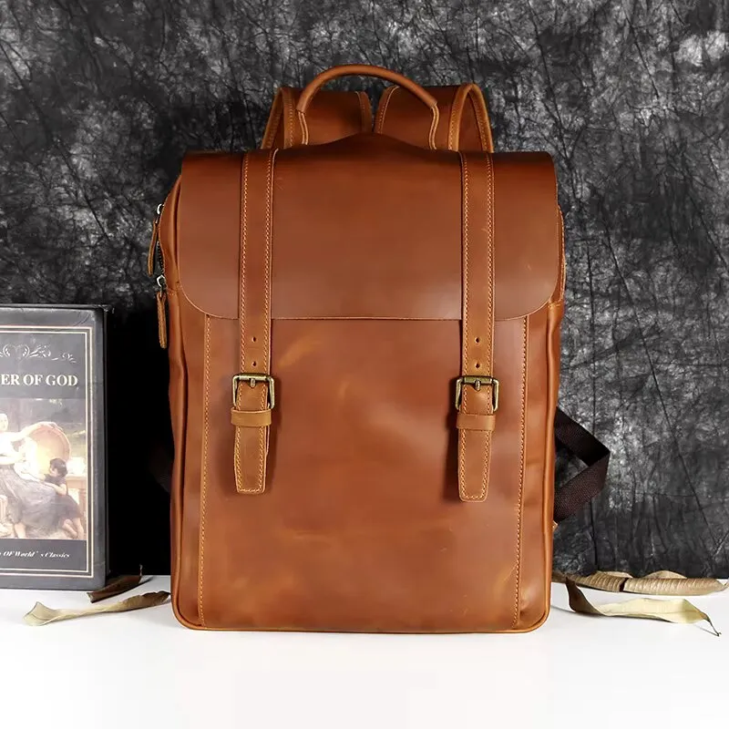 Retro Crazy Horse Leather Backpack