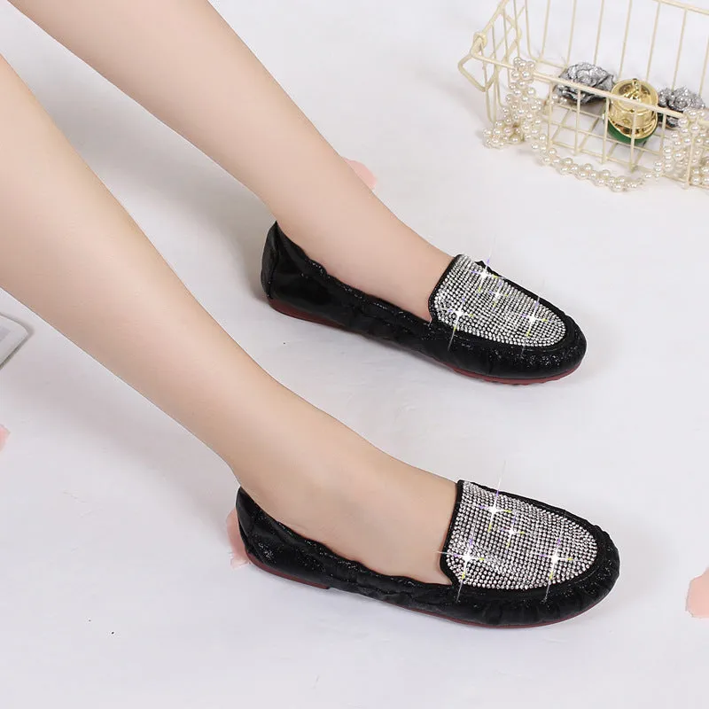 Rhinestone Pearl Espadrilles Loafers Shoes Flats 3543