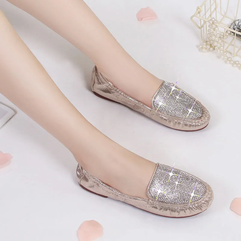 Rhinestone Pearl Espadrilles Loafers Shoes Flats 3543