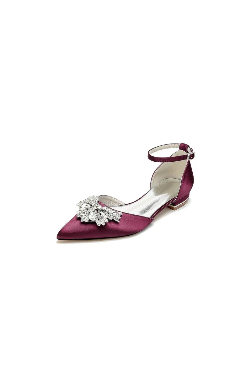 Rhinestone Pointed Toe Ankle Strap Kitten Heels