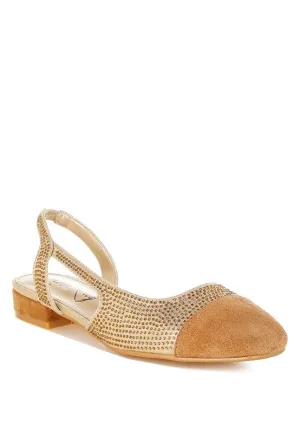 Rhinestone-Studded Glitter Flats