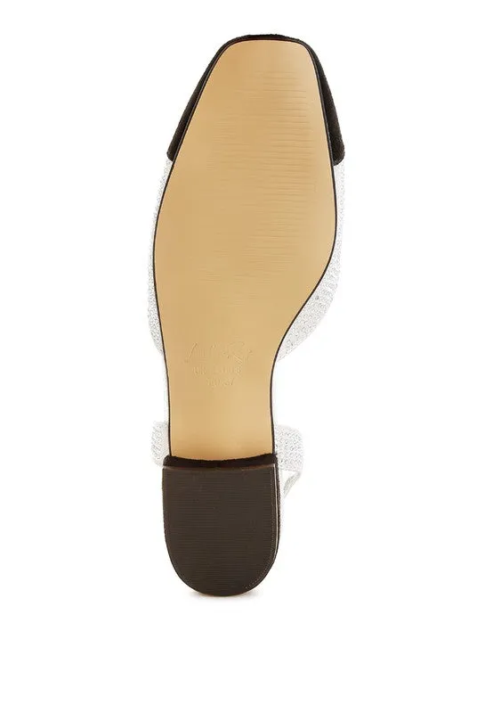 Rhinestone-Studded Glitter Flats