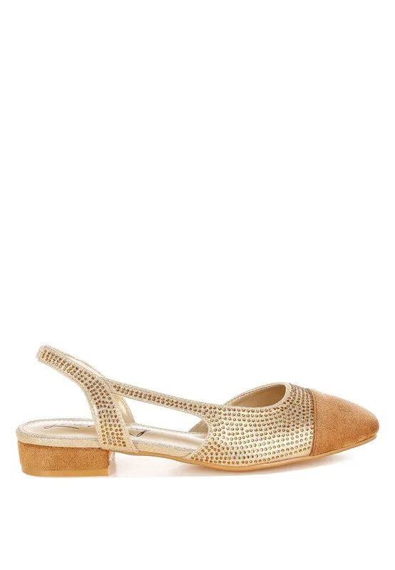 Rhinestone-Studded Glitter Flats