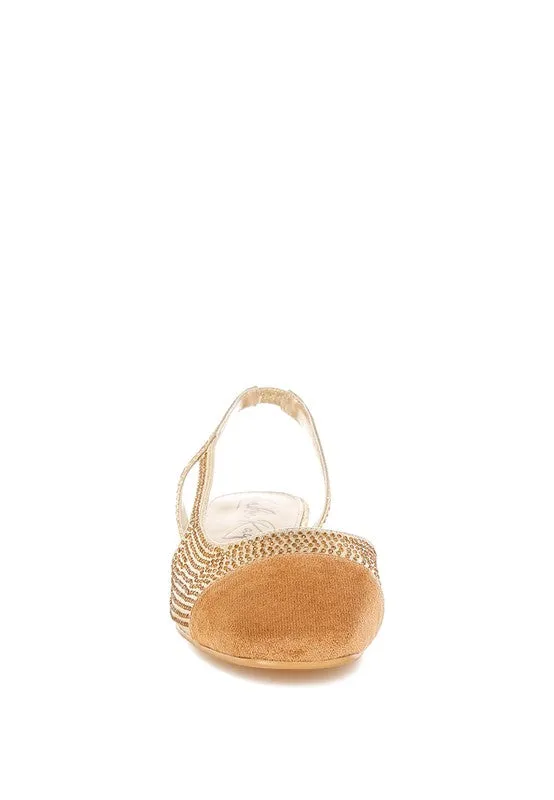 Rhinestone-Studded Glitter Flats