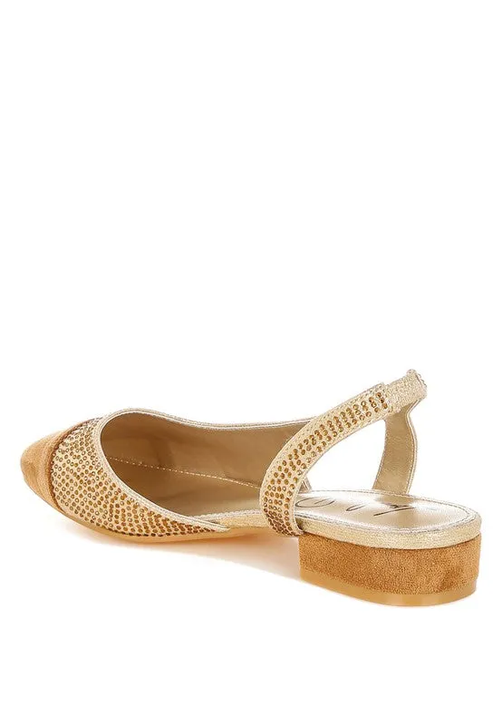 Rhinestone-Studded Glitter Flats