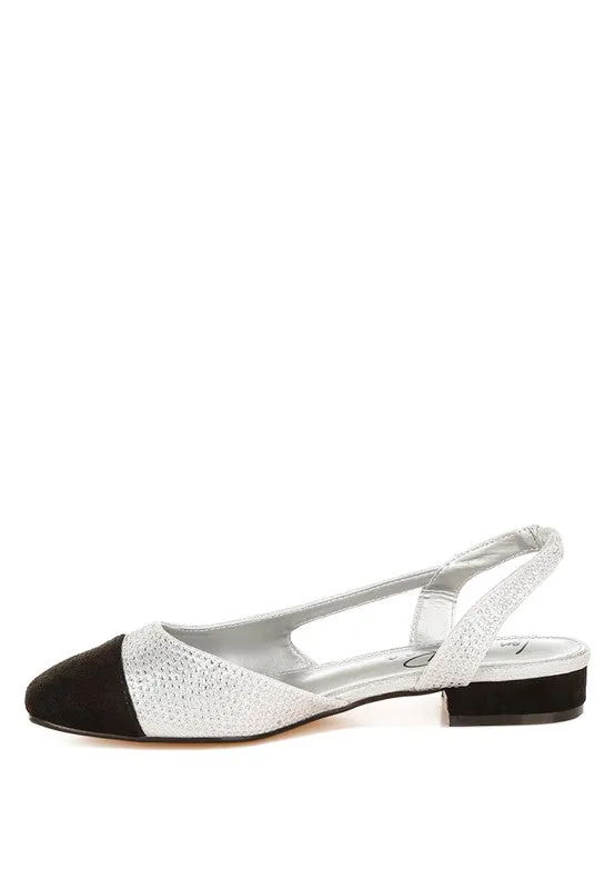 Rhinestone-Studded Glitter Flats