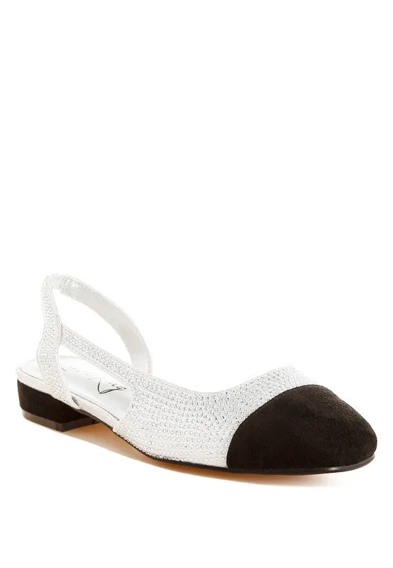 Rhinestone-Studded Glitter Flats