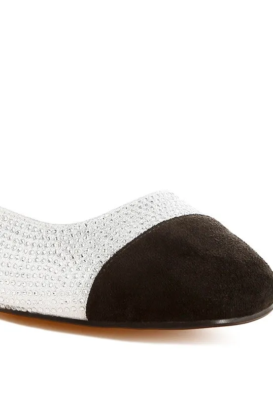 Rhinestone-Studded Glitter Flats