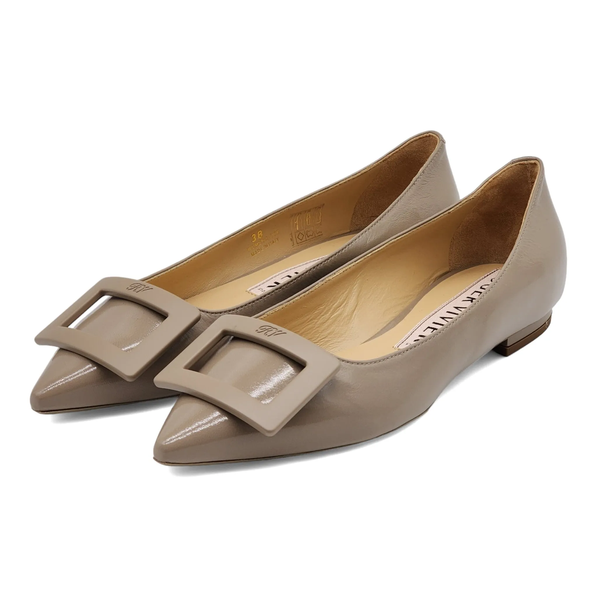 Roger Vivier Gommettine Ball Ballet Flats - Leather - Gray - 40