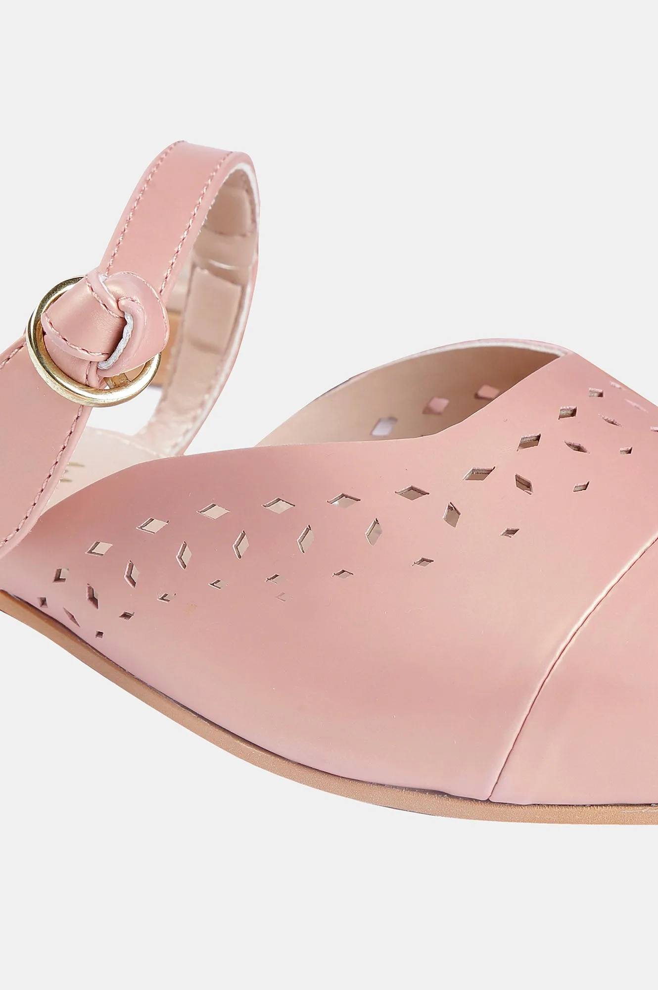 Rose Gold Pointed Toe Laser Cut Flat - ZCaroline