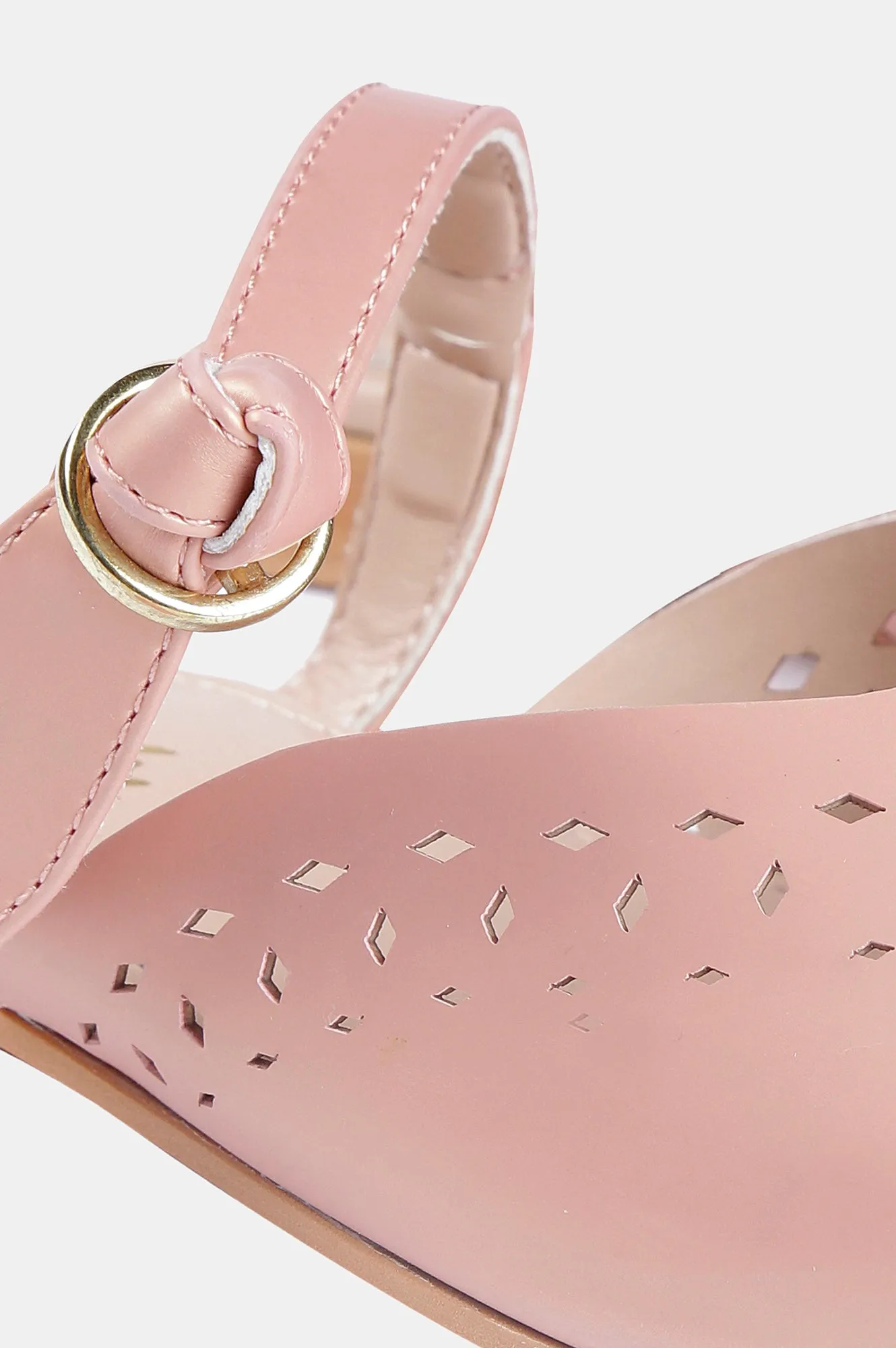Rose Gold Pointed Toe Laser Cut Flat - ZCaroline