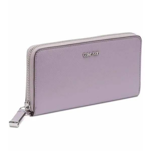 Saffiano Leather Zip-Around Wallet Purple
